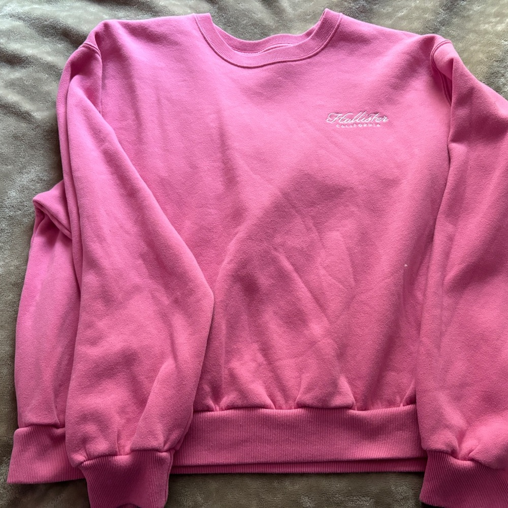 Hollister Women's Vibrant Pink Crew Neck Sweater
